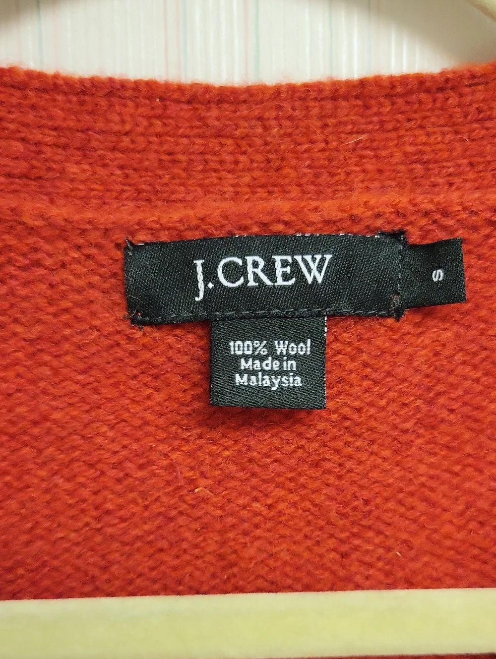 J. Crew Men's Rust Argyle V-Neck Cardigan Sweater Small Academia Grandpa Preppy